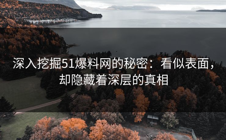 深入挖掘51爆料网的秘密：看似表面，却隐藏着深层的真相