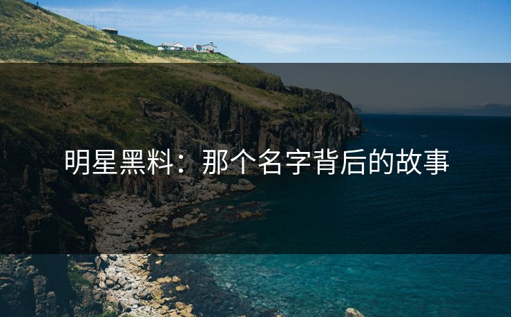 明星黑料:那个名字背后的故事 明星黑料:那个名字背后的故事