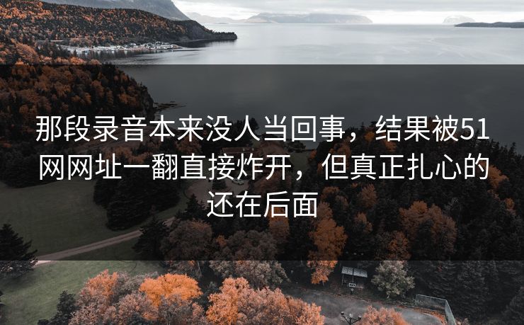 那段录音本来没人当回事,结果被51网网址一翻直接炸开,但真正扎心的还在后面 那段录音本来没人当回事,结果被51网网址一翻直接炸开,但真正扎心的还在后面